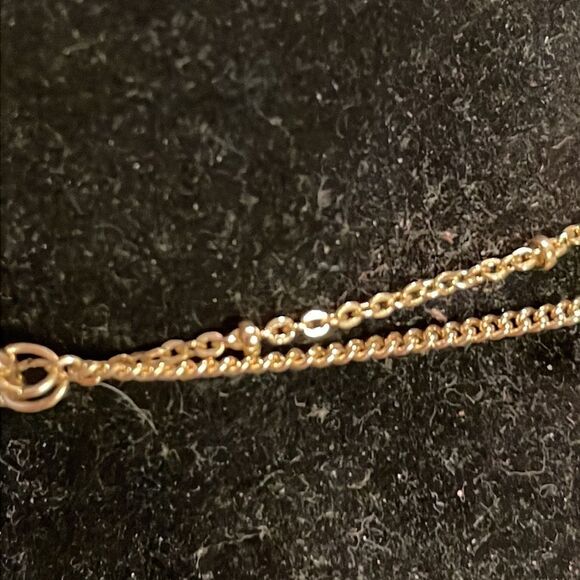 Double stranded bar and cluster necklace w/0.5” circular cluster/2” bar pendants - Picture 5 of 12